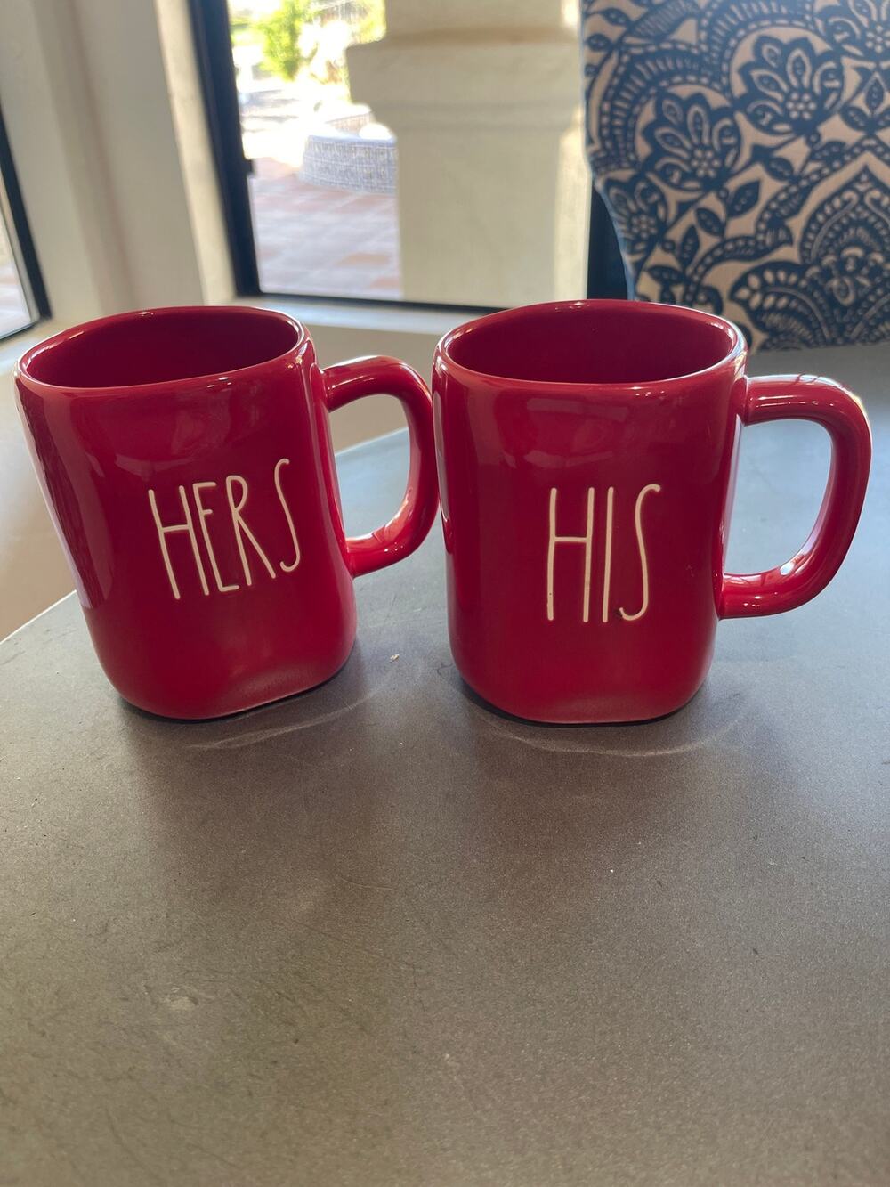 RAE DUNN HIS & HERS RED MUG SET